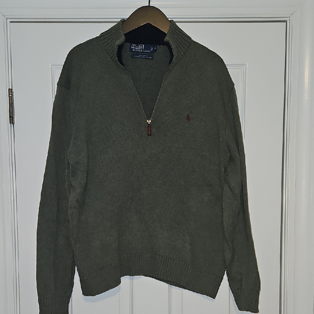 Ralph Lauren Polo Olive Green Zip-Up Sweater Men's Size XL